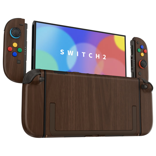 eXtremeRate DIY Replacement Full Set Shells with Buttons for Nintendo Switch 2 - Deluxe Version - Wood Grain